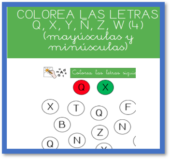 COLOREA LAS LETRAS Q,X,Y,Ñ,Z,W